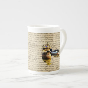 Ducks on vintage paper bone china mug