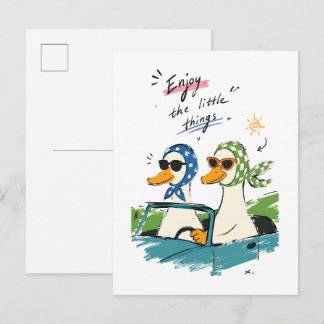 Ducks Road Trip Enjoy Little Things Cute Art Postcard