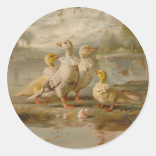 Ducks - Round Stickers for Stationery 