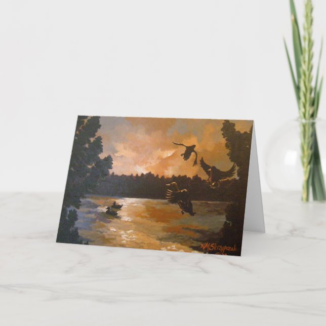 Ducks Settling In for the Night Greeting Card (Front)