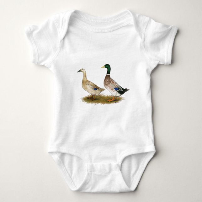 Ducks:  Silver Welsh Harlequin Baby Bodysuit (Front)