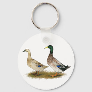 Ducks:  Silver Welsh Harlequin Key Ring