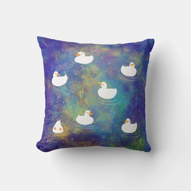 ducks swimming in space cushion (Front)