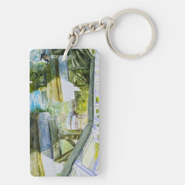 Ducks Under a bridge Key Ring (Back)