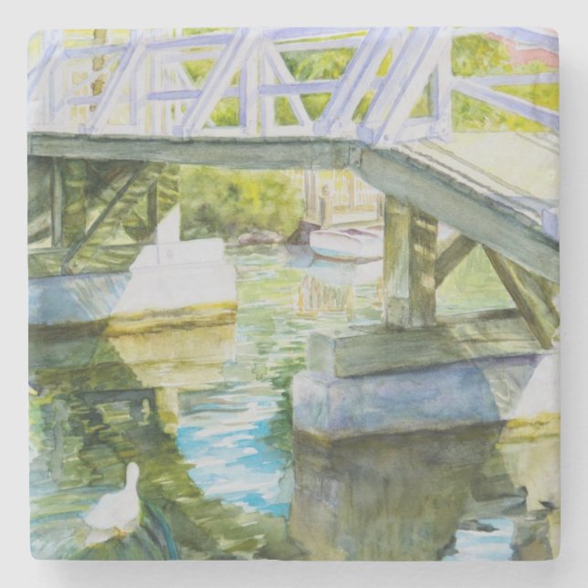 Ducks Under a bridge Stone Coaster (Front)