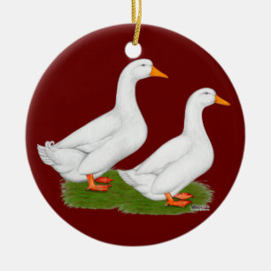 Ducks:  White Pekins Ceramic Ornament