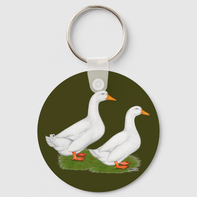 Ducks:  White Pekins Key Ring (Front)