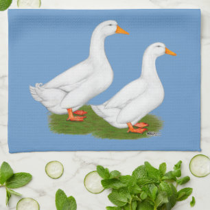Ducks:  White Pekins Tea Towel