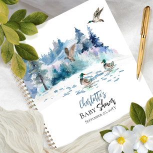 Ducks Woodland Forest Boy Baby Shower Guestbook Notebook