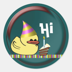 Ducky Birthday Classic Round Sticker
