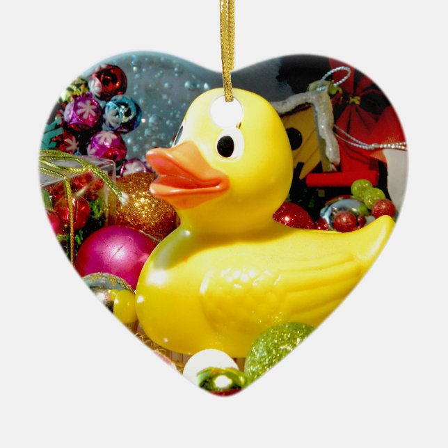 Ducky Christmas I Ceramic Ornament (Front)