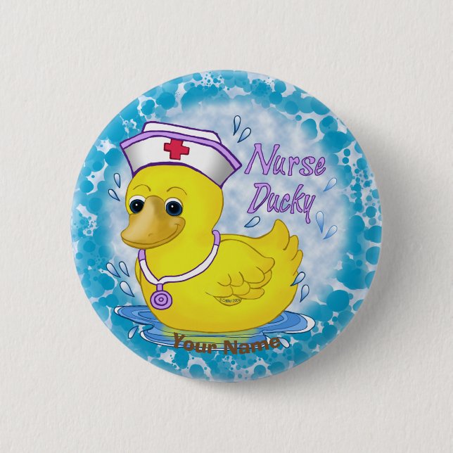 Ducky cute nurse  6 cm round badge (Front)