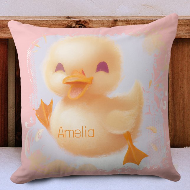 Ducky Cute Nursery Easter Duckling Baby Duck Pink Cushion (Creator Uploaded)