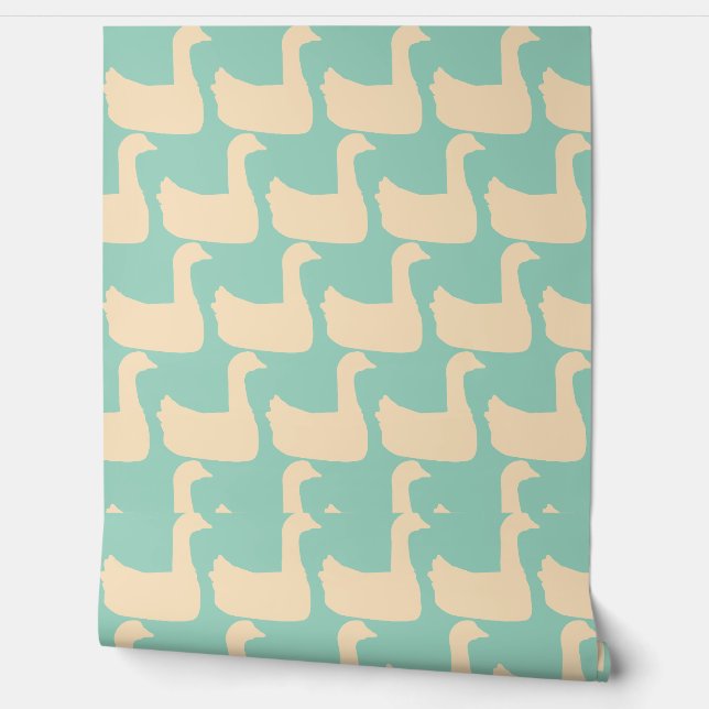 Ducky Duck Decorator Lt Teal  Wallpaper (Unrolling)