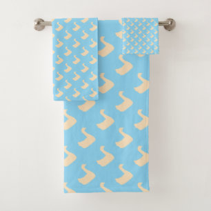 Ducky Duck Diagonal Lt Blue Kids Bath Towel Set