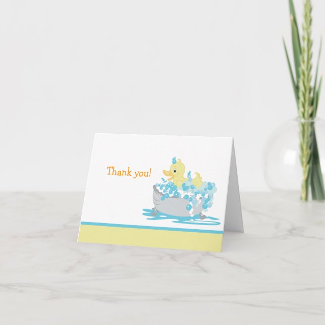 Ducky Duck in Tub Folded Thank you note (Front)