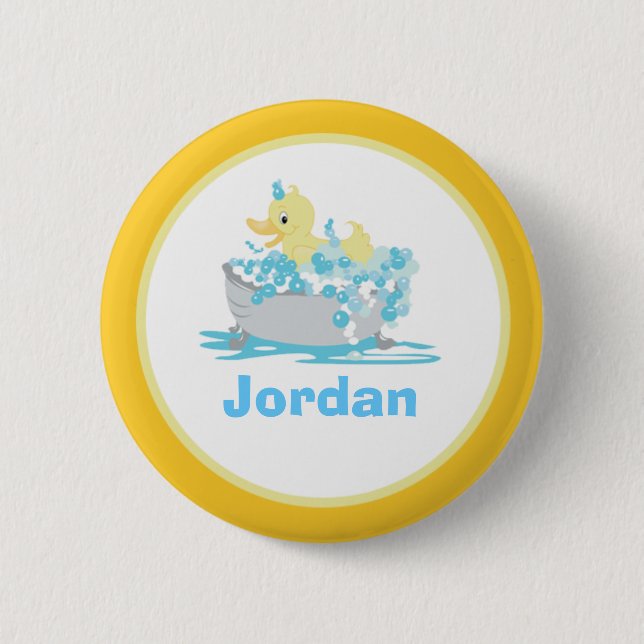 Ducky Duck in Tub Personalised Button Template (Front)