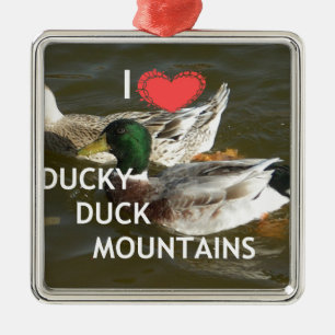 Ducky duck mountains. metal ornament