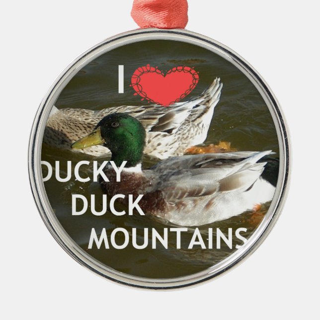 Ducky duck mountains. metal tree decoration (Front)