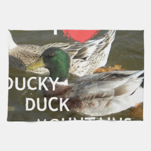 Ducky duck mountains. tea towel