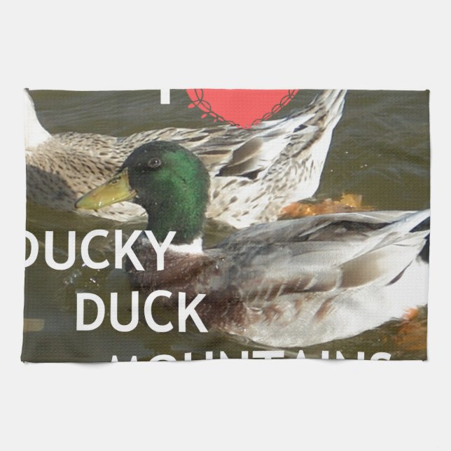 Ducky duck mountains. tea towel (Horizontal)