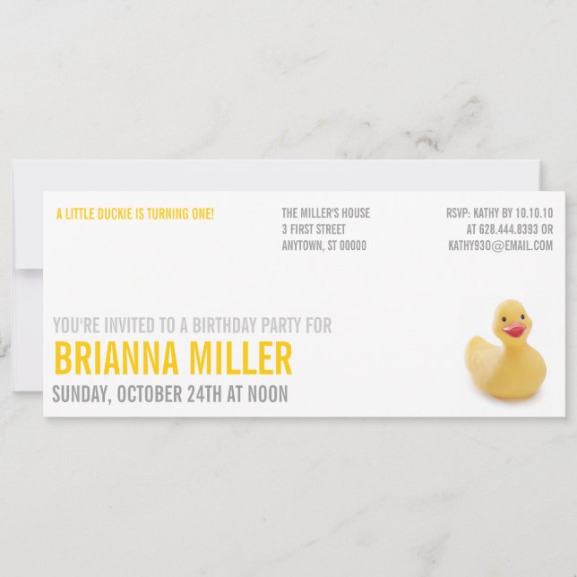 Ducky Kitsch Birthday Party Invitation (Front)