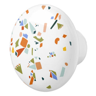 Ducky Modern Illustrated Terrazzo Pattern Ceramic Knob