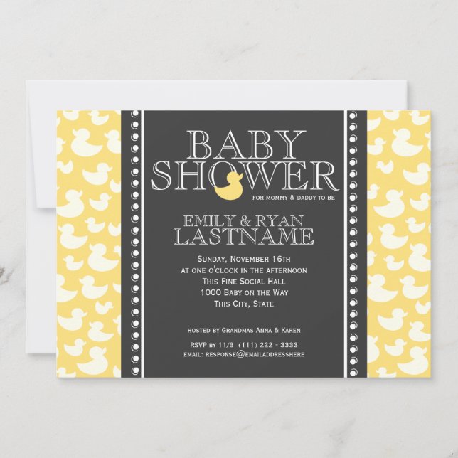 Ducky Pattern Baby Shower Invitation (Front)