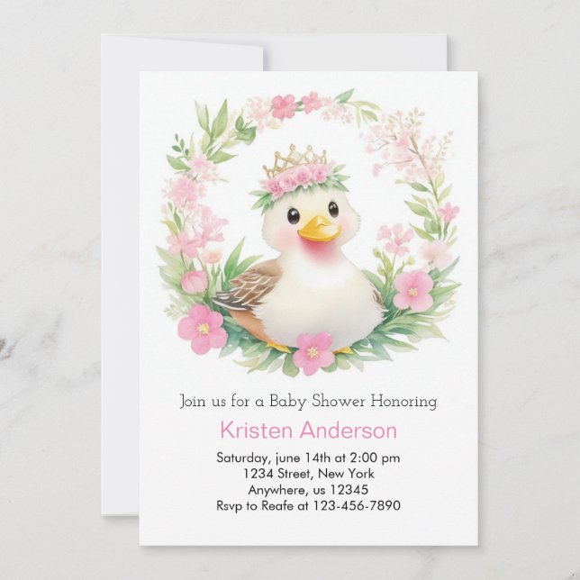 Ducky Wonders: A Baby Shower for Girls Invitation (Front)