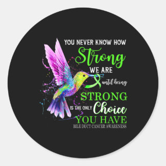 Duct Cancer Awareness Green Strong Hummingbird  Classic Round Sticker