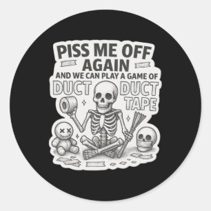 Duct Duct Tape Skeleton Funny Sarcastic Halloween Classic Round Sticker