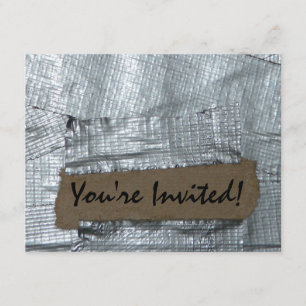 Duct Tape and Ripped Cardboard Tag Invitation