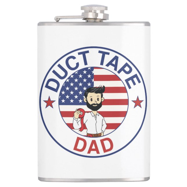 Duct Tape Dad - Vinyl Wrapped Flask (Front)