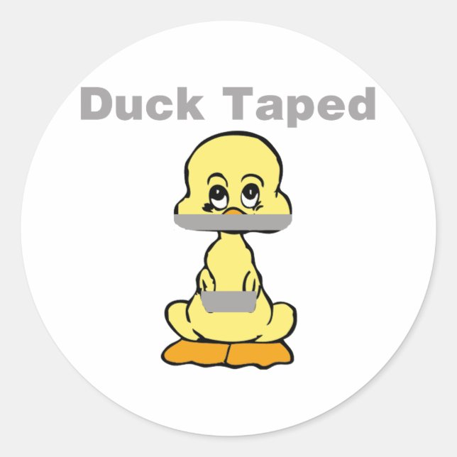 Duct Tape Humour Yellow Duck Taped Classic Round Sticker (Front)