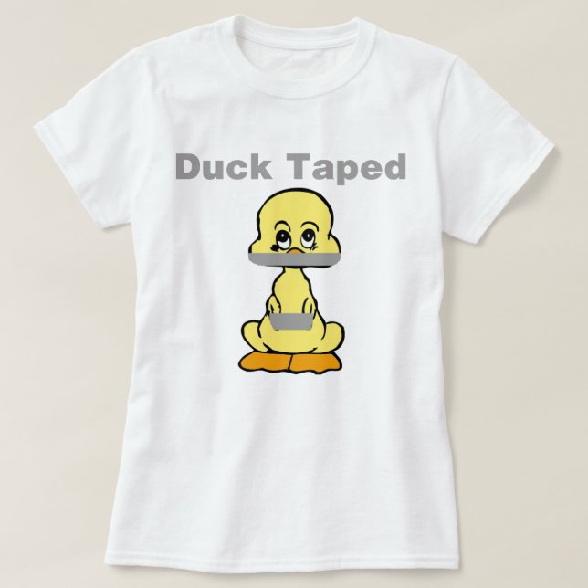 Duct Tape Humour Yellow Duck Taped T-Shirt (Design Front)