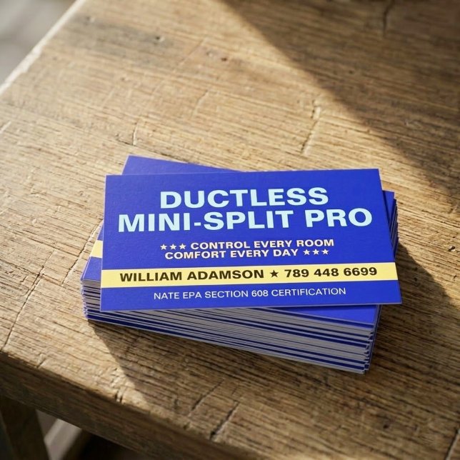 Ductless Mini Split Pro Services | HVAC Specialist Business Card (Ductless HVAC Specialist | Zone Control Expert)