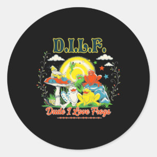 Dude I Love Frogs Retro Gnome Mushroom Classic Round Sticker