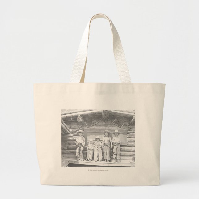 Dude ranch photo of children in cowboy clothes large tote bag (Front)