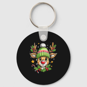Dude Reindeer Christmas Lights Cozy Reindeer Boy X Key Ring