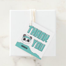 Dude Teal and Black Panda Birthday Thank You