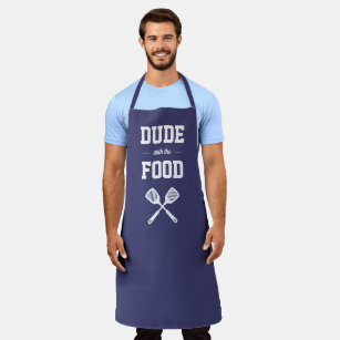 Dude with the Food Funny Navy Blue Grilling Apron
