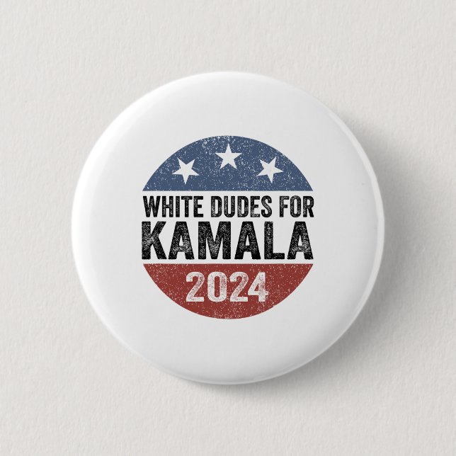 Dudes For Kamala Harris 2024 Retro Button Election (Front)
