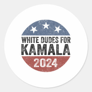Dudes For Kamala Harris 2024 Retro Button Election Classic Round Sticker