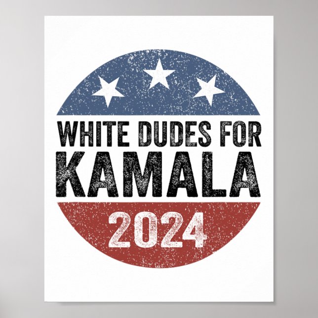 Dudes For Kamala Harris 2024 Retro Button Election Poster (Front)