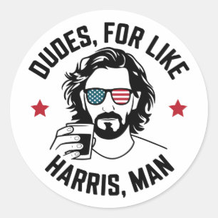Dudes For Like Harris Man White Dudes For Harris  Classic Round Sticker