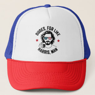 Dudes For Like Harris Man White Dudes For Harris  Trucker Hat