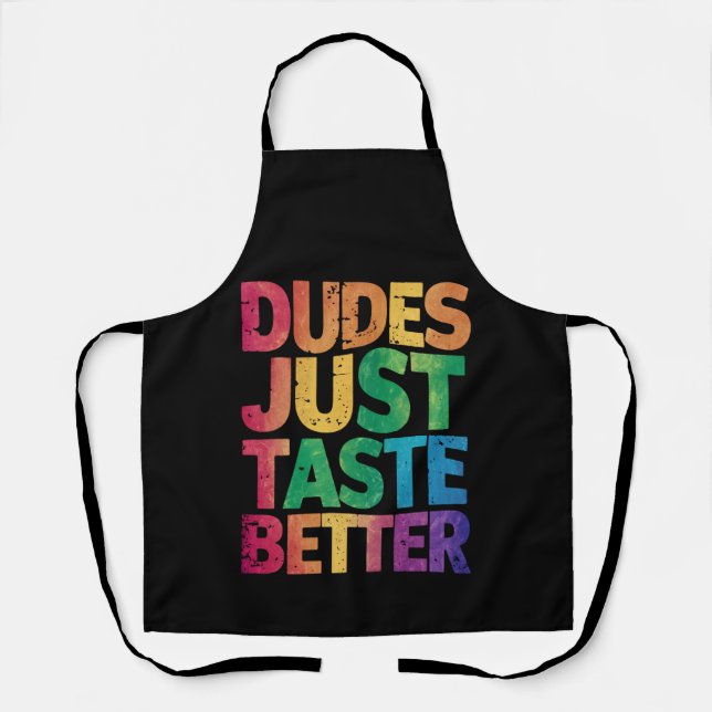  Dudes Just Taste Better Distressed Gay Pride  Apron (Front)