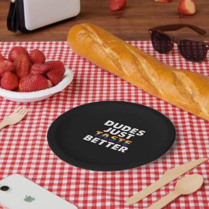 Dudes Just Taste Better Gay Pride Gift Idea Paper Plate