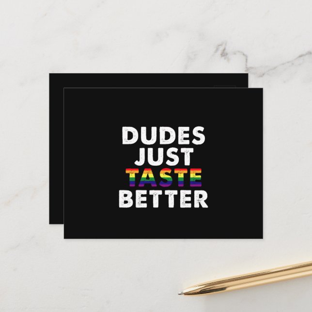 Dudes Just Taste Better Gay Pride Gift Idea Postcard (Front/Back In Situ)