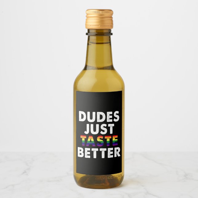 Dudes Just Taste Better Gay Pride Gift Idea Wine Label (Front)